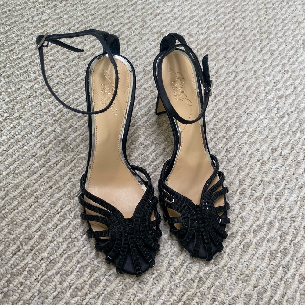 Jewel Badgley Mischka Black Strappy Sandal Size 8 - Picture 2 of 9